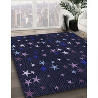 Patterned Black Rug, pat3469blu