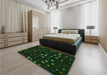 Patterned Deep Emerald Green Rug in a Bedroom, pat3469grn