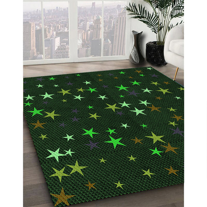 Machine Washable Transitional Deep Emerald Green Rug in a Family Room, wshpat3469grn