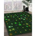 Patterned Deep Emerald Green Rug in Family Room, pat3469grn