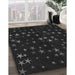 Machine Washable Transitional Black Rug in a Family Room, wshpat3469gry