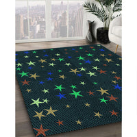 Patterned Black Rug, pat3469lblu