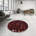 Round Patterned Chocolate Brown Rug in a Office, pat3469rd