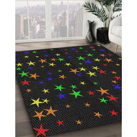 Patterned Black Modern Rug, pat3469