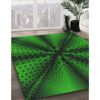 Patterned Dark Forest Green Novelty Rug, pat346