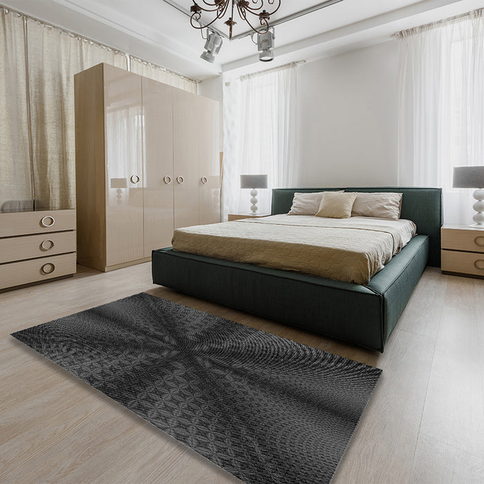 Patterned Midnight Gray Rug in a Bedroom, pat347gry