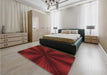 Patterned Red Rug in a Bedroom, pat347rd