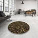 Round Patterned Midnight Gray Rug in a Office, pat3470brn