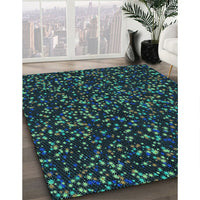 Patterned Aquamarine Stone Green Rug, pat3470lblu