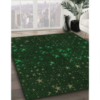 Patterned Deep Emerald Green Rug, pat3471grn