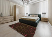 Patterned Red Brown Rug in a Bedroom, pat3471org