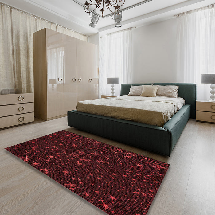 Patterned Chocolate Brown Rug in a Bedroom, pat3471rd