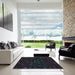 Square Machine Washable Transitional Black Rug in a Living Room, wshpat3471