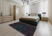 Patterned Black Novelty Rug in a Bedroom, pat3471