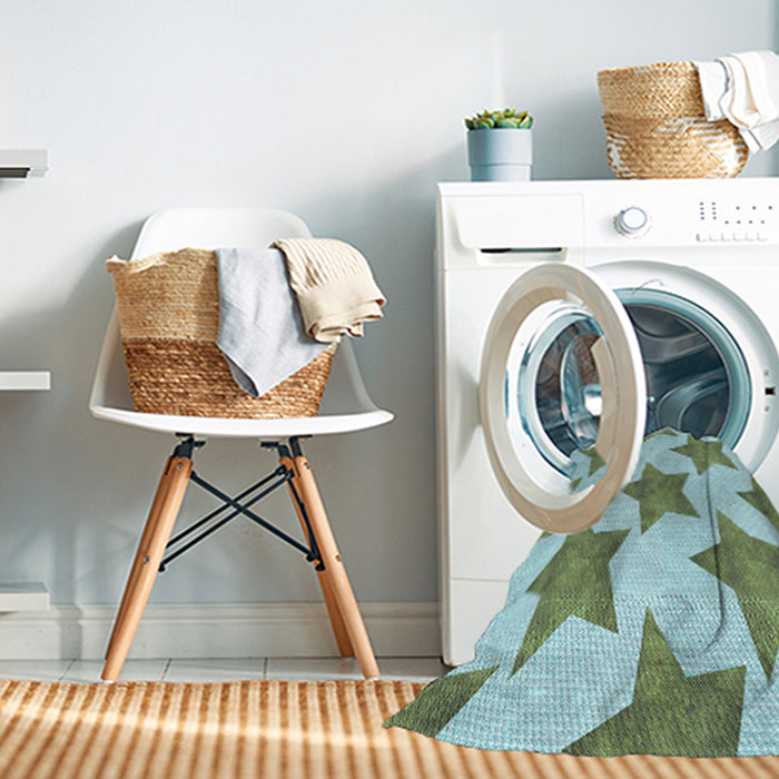 Machine Washable Transitional Green Rug in a Washing Machine, wshpat3472lblu