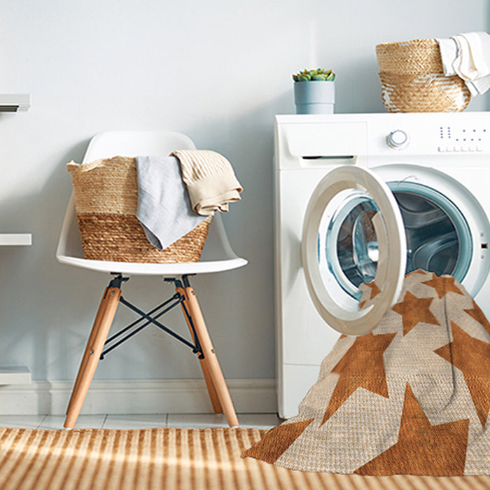 Machine Washable Transitional Neon Orange Rug in a Washing Machine, wshpat3472org