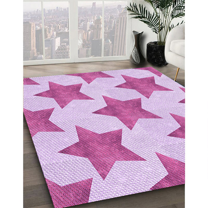 Patterned Blossom Pink Rug in Family Room, pat3472pur