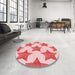 Round Patterned Pink Rug in a Office, pat3472rd