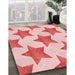 Patterned Pink Rug in Family Room, pat3472rd