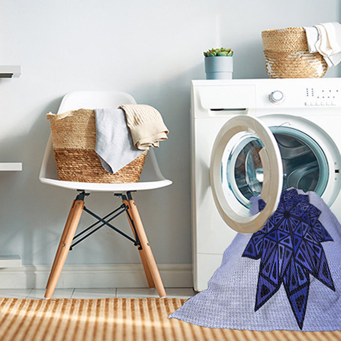 Machine Washable Transitional Jeans Blue Rug in a Washing Machine, wshpat3473blu