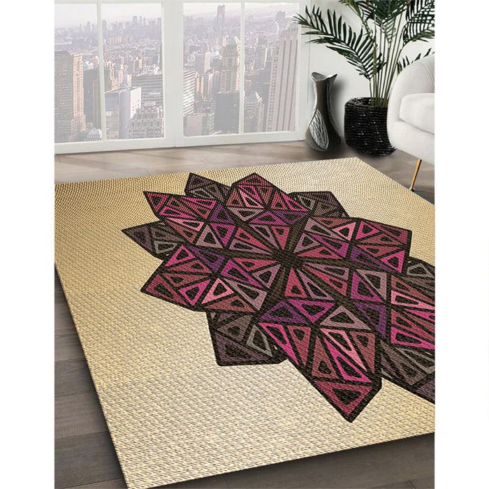 Machine Washable Transitional Red Brown Rug in a Family Room, wshpat3473brn