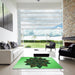 Machine Washable Transitional Green Rug in a Kitchen, wshpat3473grn