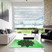 Square Patterned Green Rug in a Living Room, pat3473grn