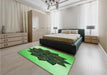 Patterned Green Rug in a Bedroom, pat3473grn