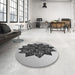 Round Patterned Silver Gray Rug in a Office, pat3473gry