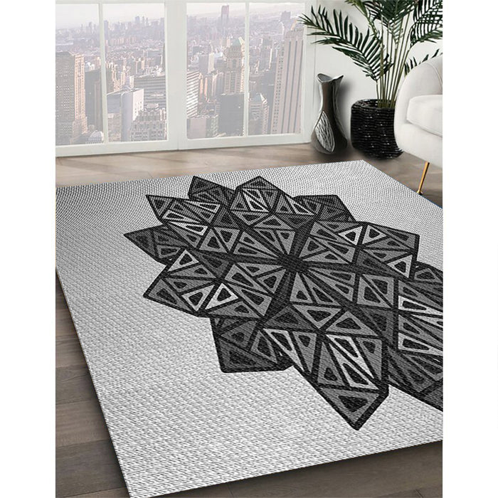 Machine Washable Transitional Silver Gray Rug in a Family Room, wshpat3473gry
