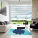 Machine Washable Transitional Blue Rug in a Kitchen, wshpat3473lblu