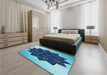 Patterned Blue Rug in a Bedroom, pat3473lblu