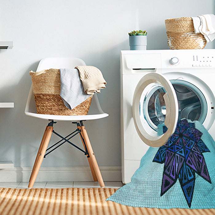 Machine Washable Transitional Blue Rug in a Washing Machine, wshpat3473lblu