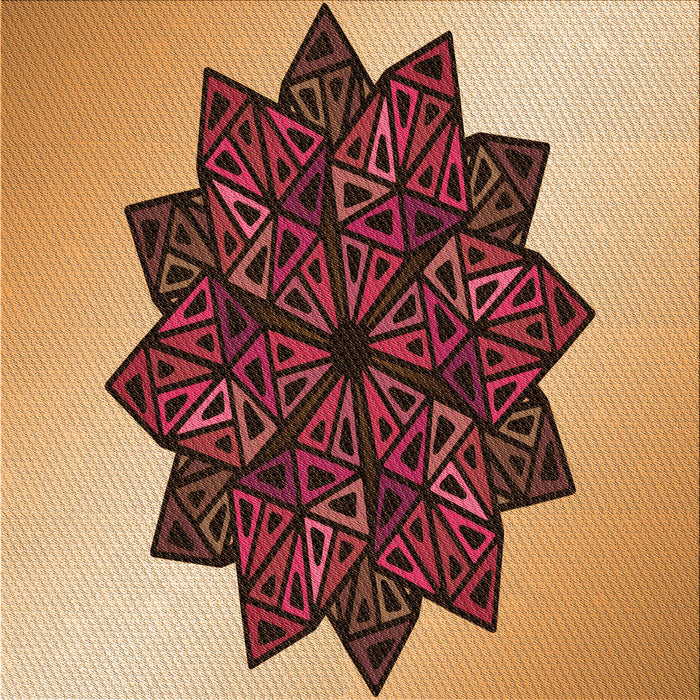 Round Patterned Yellow Orange Rug, pat3473org