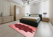 Patterned Light Coral Pink Rug in a Bedroom, pat3473rd