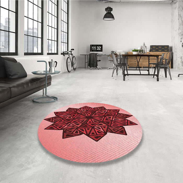 Round Patterned Light Coral Pink Rug in a Office, pat3473rd