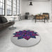 Round Patterned Plum Purple Novelty Rug in a Office, pat3473