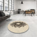 Round Patterned Wheat Beige Rug in a Office, pat3474brn