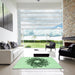 Square Patterned Mint Green Rug in a Living Room, pat3474grn