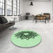 Round Patterned Mint Green Rug in a Office, pat3474grn