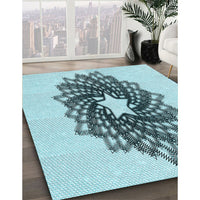 Patterned Deep-Sea Green Rug, pat3474lblu