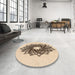 Round Patterned Navajo White Gold Rug in a Office, pat3474org