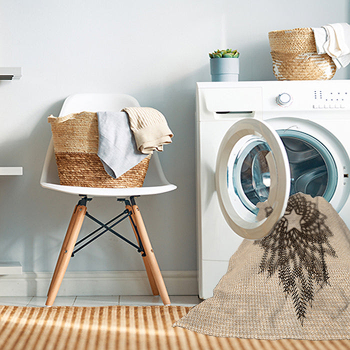 Machine Washable Transitional Navajo White Gold Rug in a Washing Machine, wshpat3474org