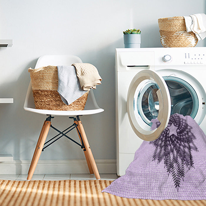 Machine Washable Transitional Purple Flower Purple Rug in a Washing Machine, wshpat3474pur