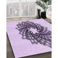 Patterned Purple Flower Purple Rug, pat3474pur