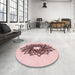 Round Patterned Red Rug in a Office, pat3474rd