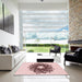 Square Patterned Red Rug in a Living Room, pat3474rd