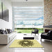 Square Patterned Mustard Yellow Rug in a Living Room, pat3474yw