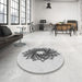 Round Patterned Gray Novelty Rug in a Office, pat3474