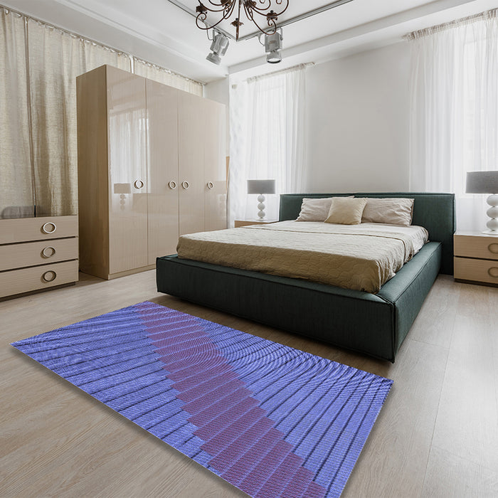 Round Machine Washable Transitional Light Slate Blue Rug in a Office, wshpat3475blu